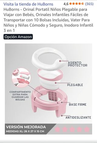 Orinal Portátil Plegable 3 en 1 para Niños