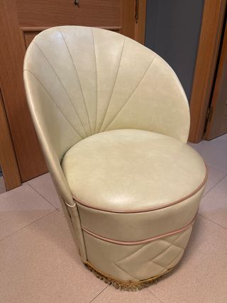 Sillón tocador vintage beige y marrón