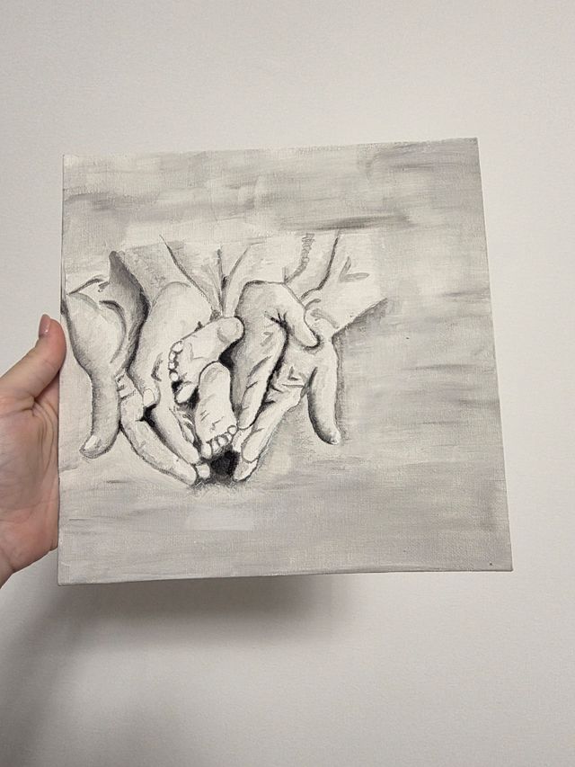 Dipinto a mano – mani e piedini, bianco e nero 