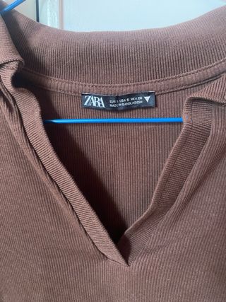Crop top marrón Zara manga larga