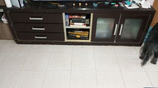 Mueble TV madera y cristal