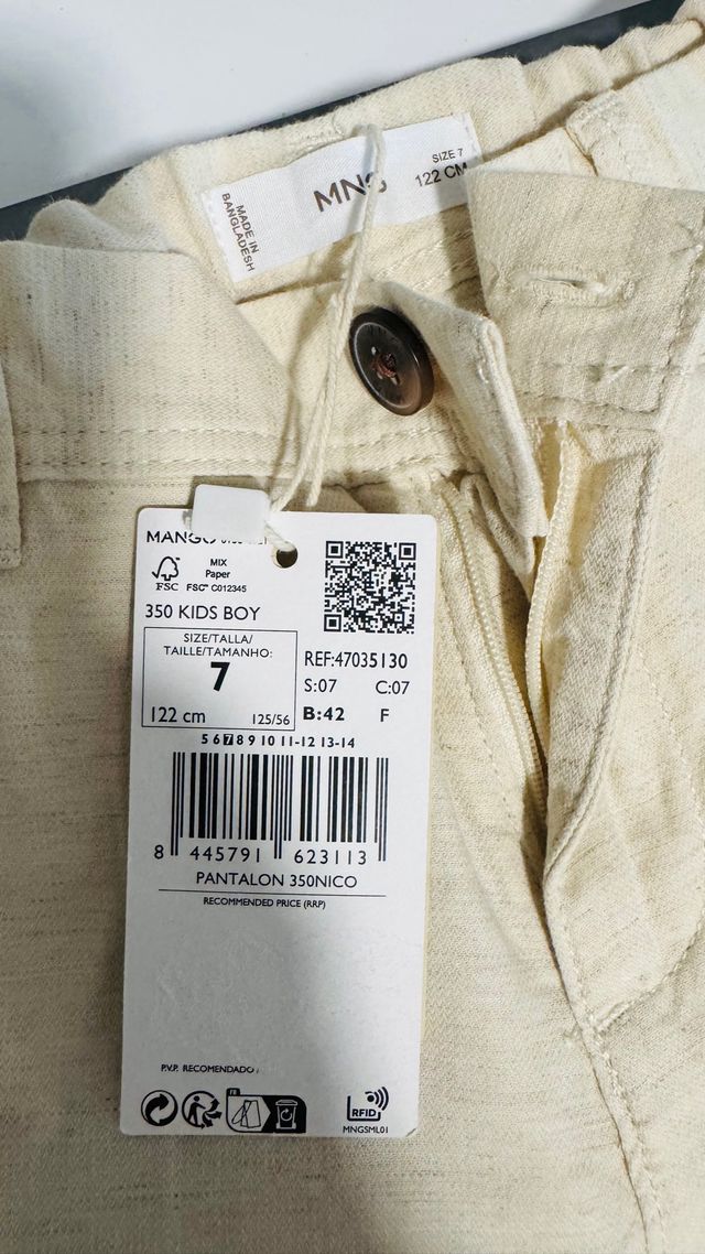 Pantalón de lino para niño sin estrenar