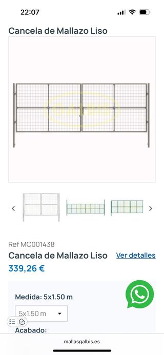 Cancela de Mallazo Liso 5x1.50m