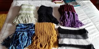Lote 6 Bufandas Lana Tejidas