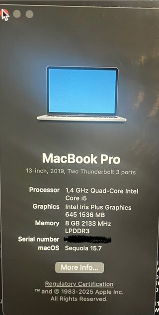 MacBook Pro 13 2019 Plata 256 GB Touchbar