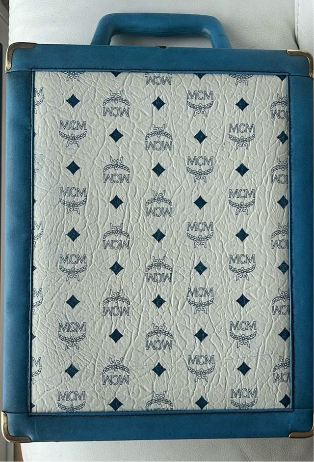Maletín MCM Münich años 70 Azul/Blanco