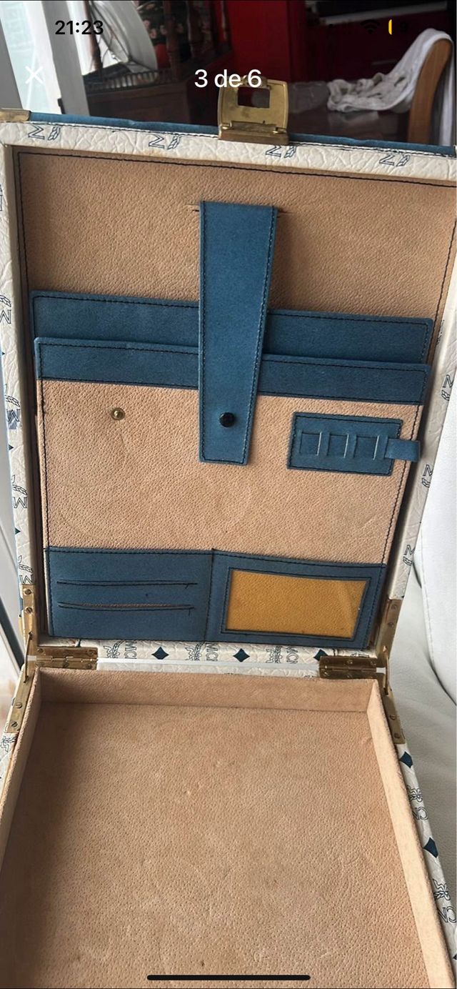 Maletín MCM Münich años 70 Azul/Blanco