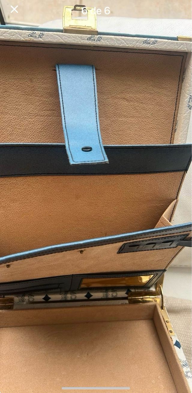 Maletín MCM Münich años 70 Azul/Blanco