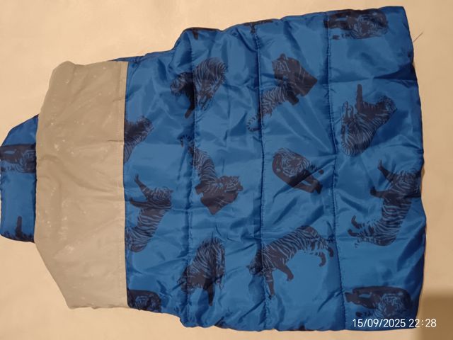 Giacca imbottita bimbo blu tigre 116 cm