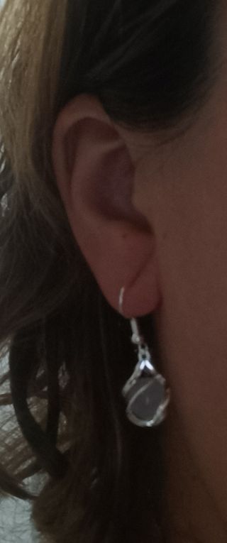 Pendientes de cristal blanco y plata