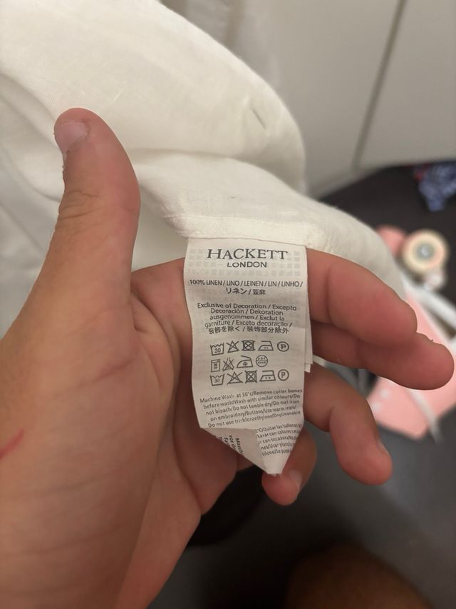 Camisa Hackett Lino Blanca Talla M