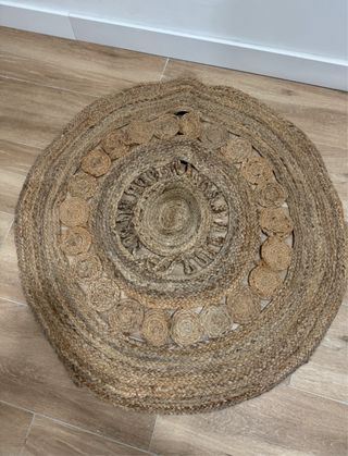 Tappeto rotondo in juta beige e marrone