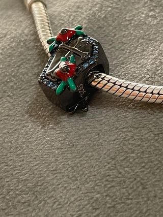 Charm ataúd con rosas y circonitas