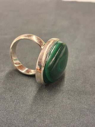 Anillo de Malaquita en Plata de Ley