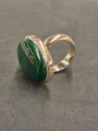 Anillo de Malaquita en Plata de Ley