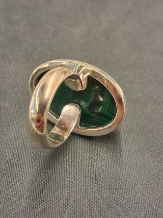 Anillo de Malaquita en Plata de Ley