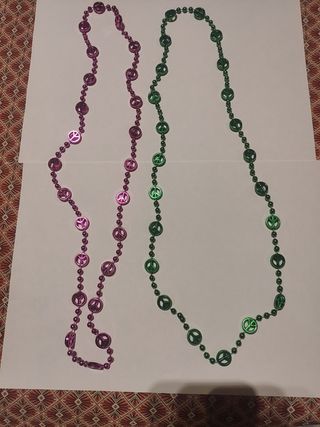 Collares Paz Hippie Disfraz (Verde y Rosa)