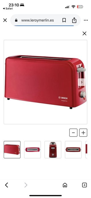 Tostadora Bosch Rojo 980w 1 Ranura