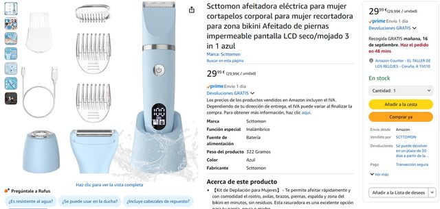 Kit Depilación Mujer 3 en 1 Impermeable