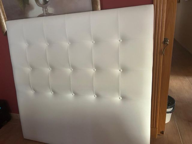 Cabecero Cama Matrimonio Piel Sintética Blanco