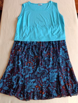 Conjunto Ragussa: Falda con Top Azul