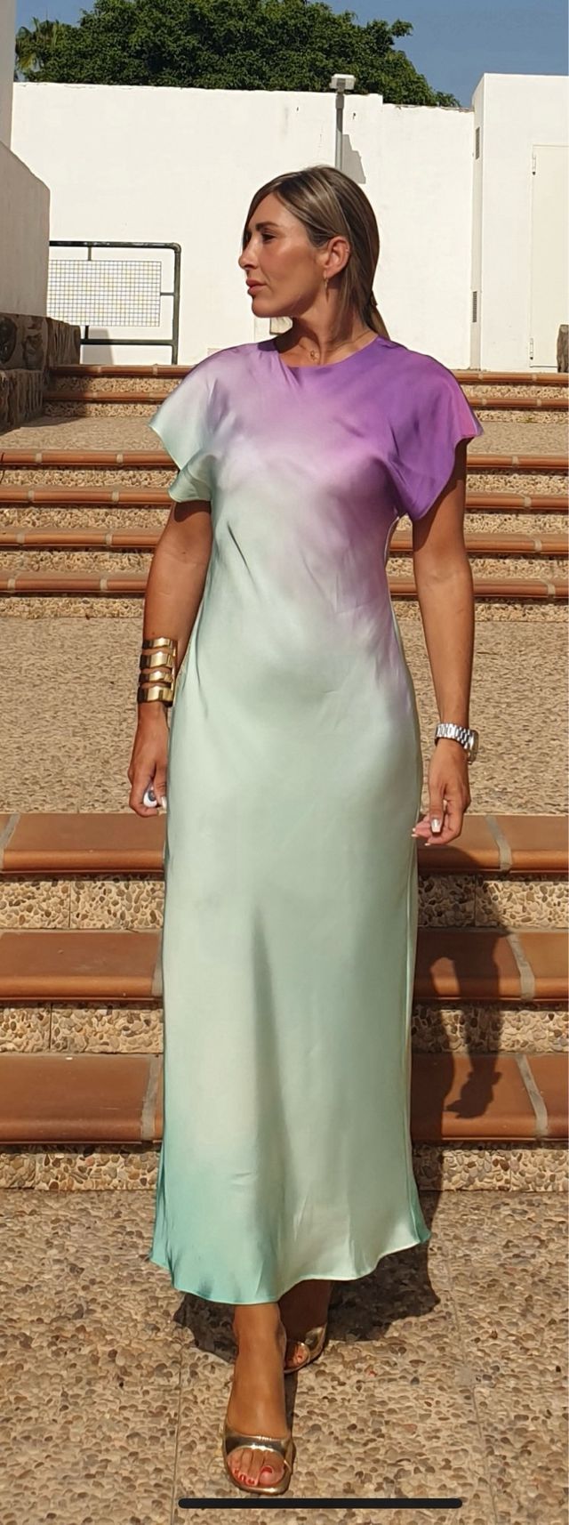Vestido Zara degradado morado y verde