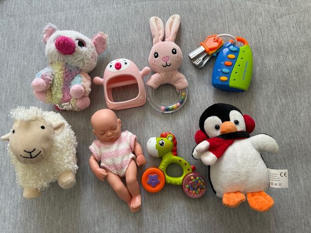 Lote 8 Juguetes Bebé Peluche Sonajero
