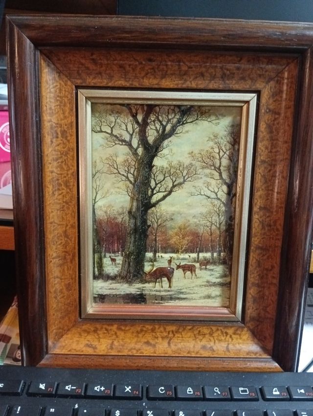 Cuadro de paisaje con marco de madera, 10x14