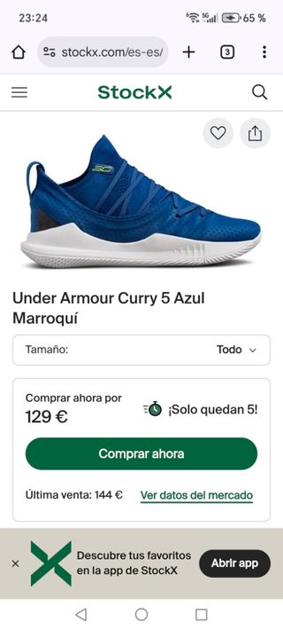 Zapatillas Under Armour Curry 5 Azul Semi nuevas