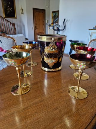 Bicchieri Murano Vetro Dorato Decorato