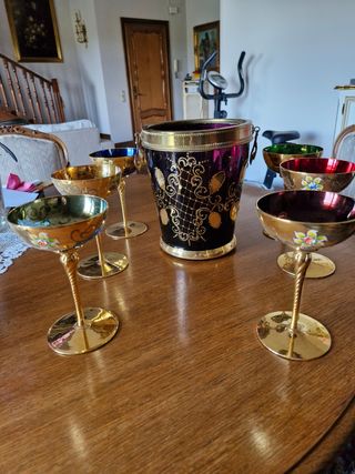 Bicchieri Murano Vetro Dorato Decorato