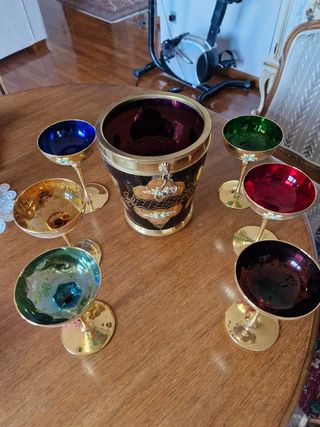 Bicchieri Murano Vetro Dorato Decorato