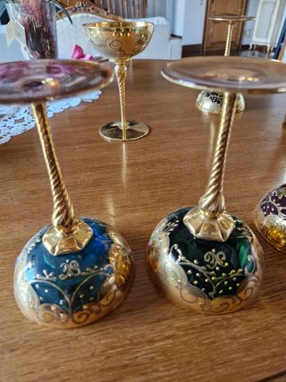 Bicchieri Murano Vetro Dorato Decorato