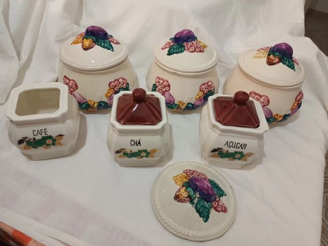 Conjunto Potes Porcelana Pintados à Mão