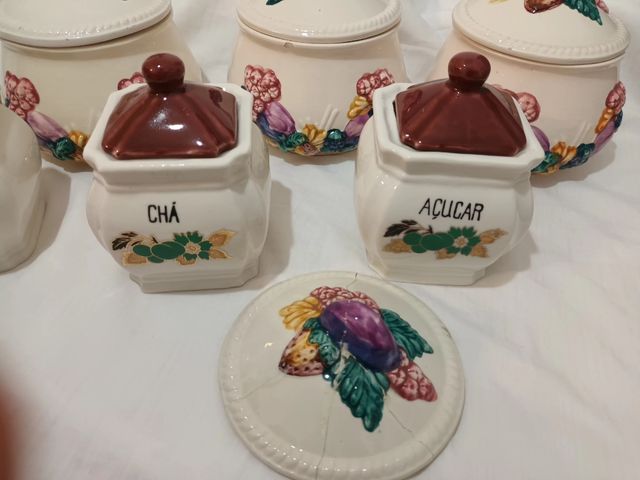 Conjunto Potes Porcelana Pintados à Mão