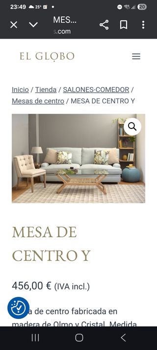 Mesa de centro de madera y cristal