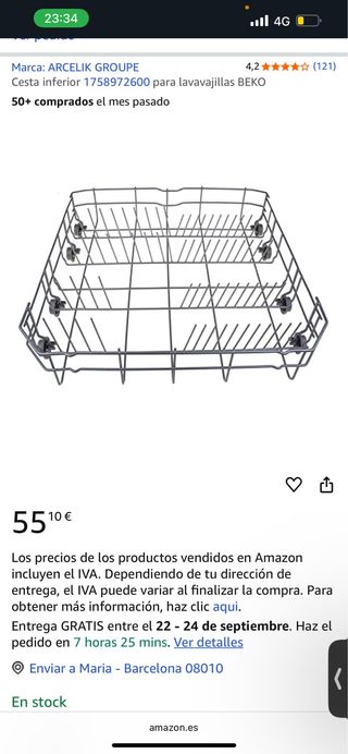 Cesta inferior lavavajillas Beko 1758972600