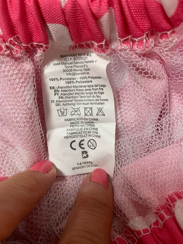 Disfraz niña falda rosa lunares y pañuelo