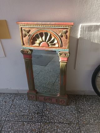 Espejo Egipcio Madera y Cristal