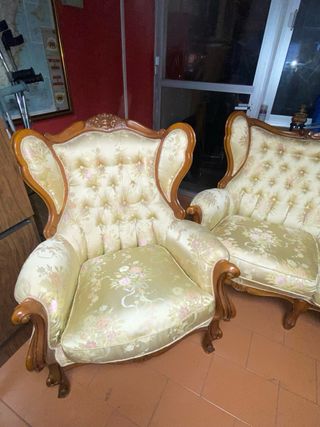 Conjunto Sofá y 2 Sillones Estilo Clásico