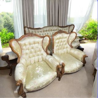 Conjunto Sofá y 2 Sillones Estilo Clásico