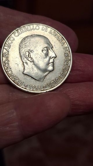 Moneda 100 Pesetas Plata Franco 1966.