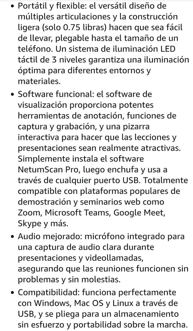Cámara Documentos y Web Portátil