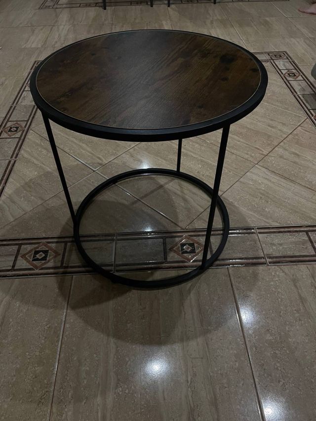 Mesa de centro redonda madera y metal