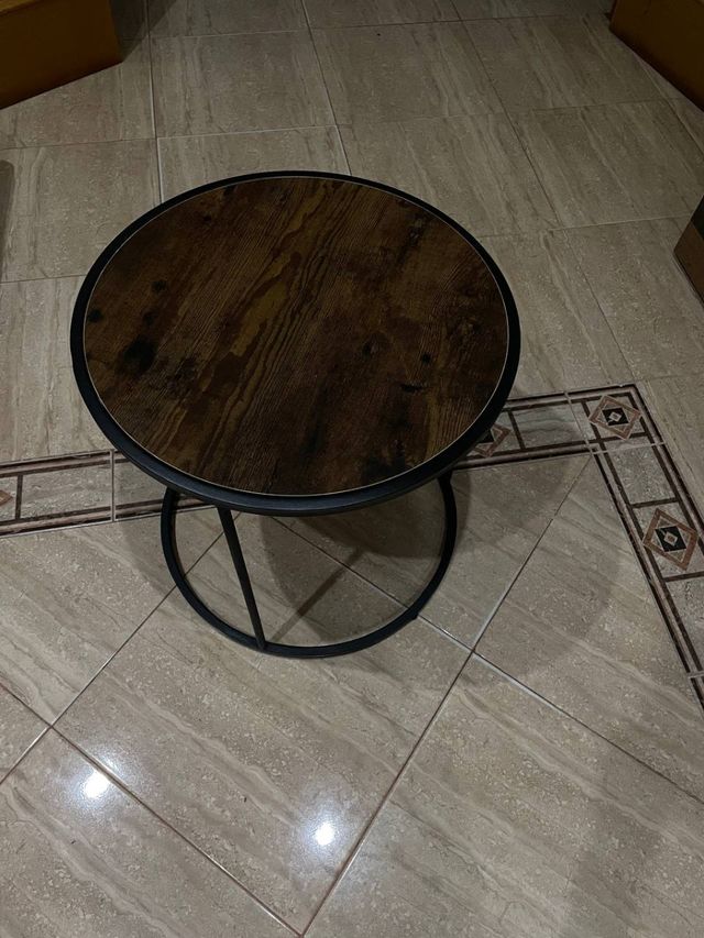 Mesa de centro redonda madera y metal