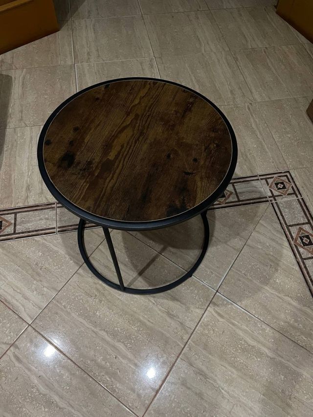 Mesa de centro redonda madera y metal