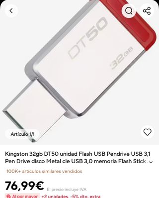Pendrive Kingston 32GB DT50 USB 3.0