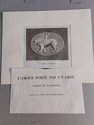 Incisione - Cameo Antico Amore Portato da un Leone