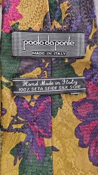 Corbata seda Paolo da Ponte floral dorada