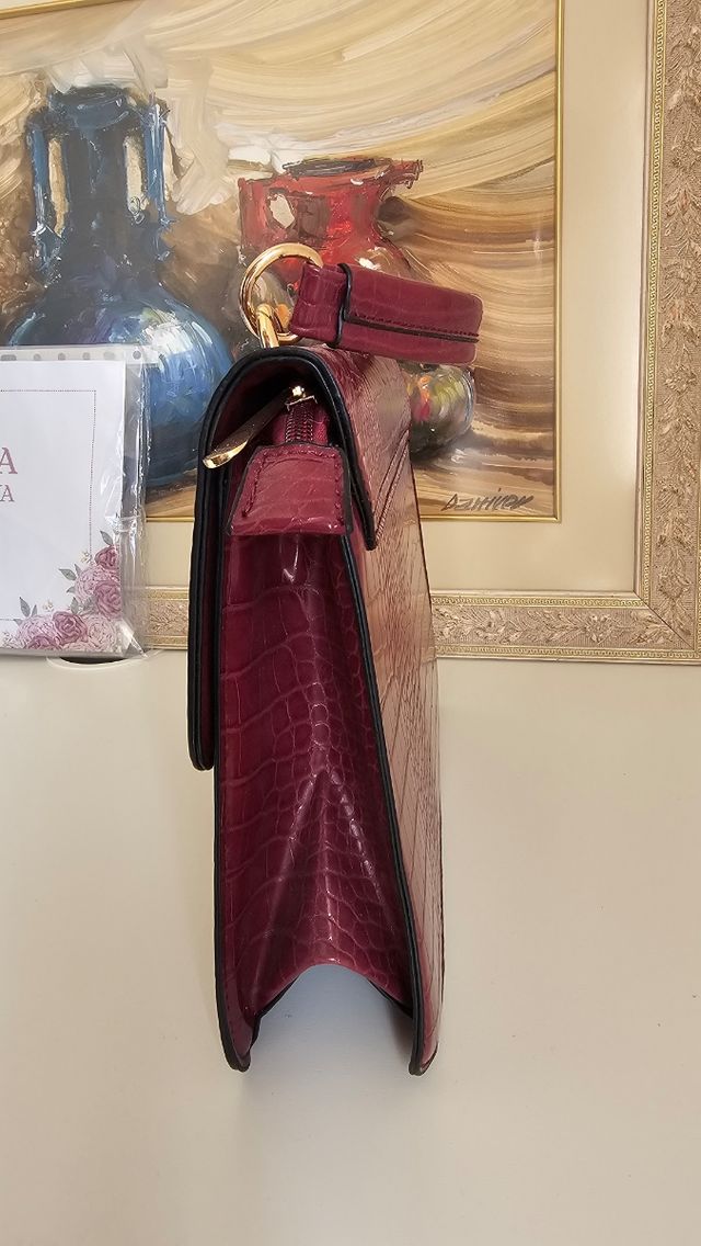 Bolso Burdeos Piel Ecológica Cocodrilo